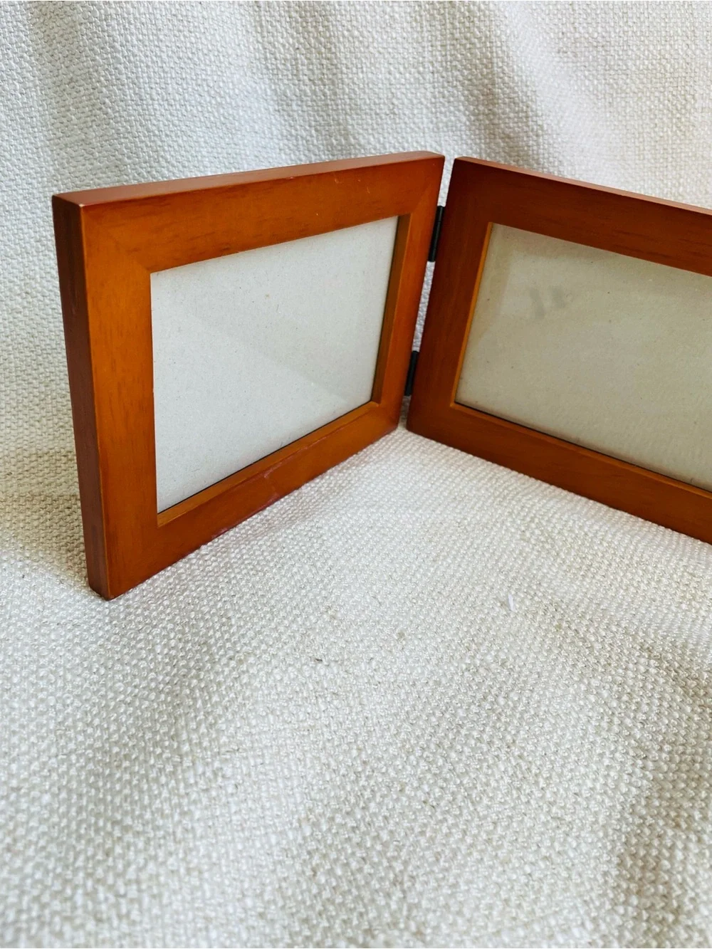 Vintage Double Hinged Wood Picture Frame Warm Brown Fits 4x6